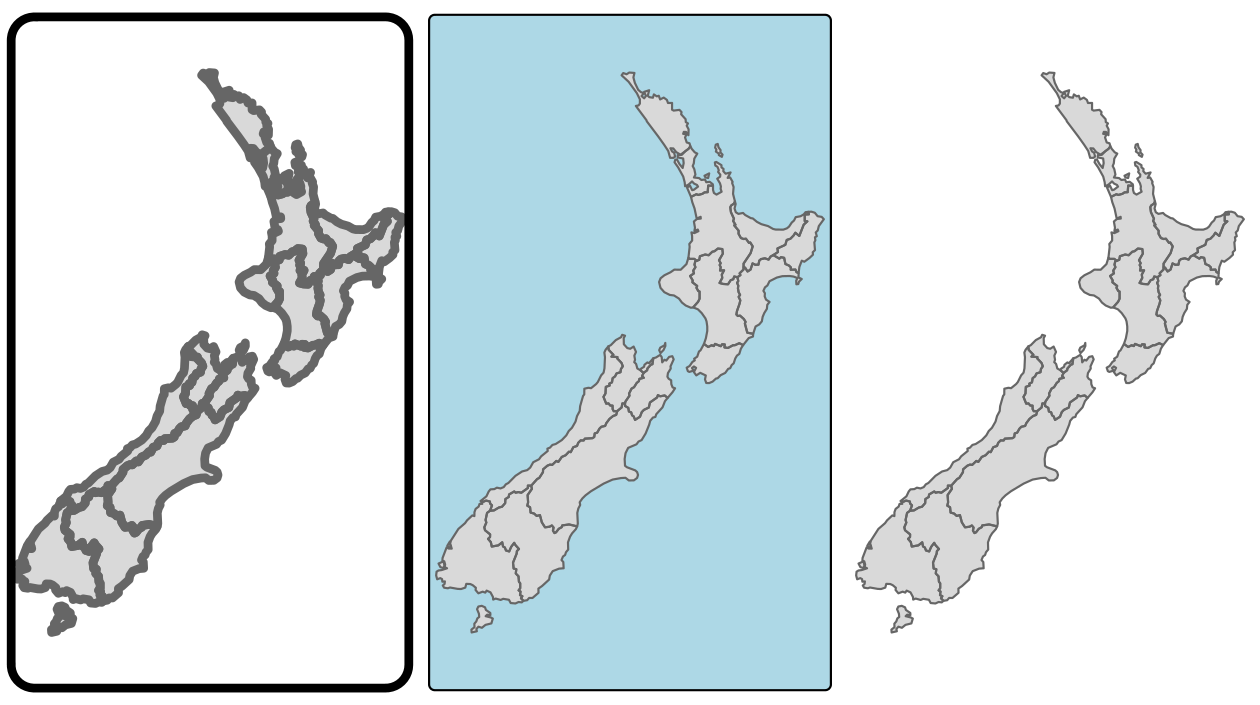 Layout options specified by (from left to right) scale, bg.color and frame arguments.